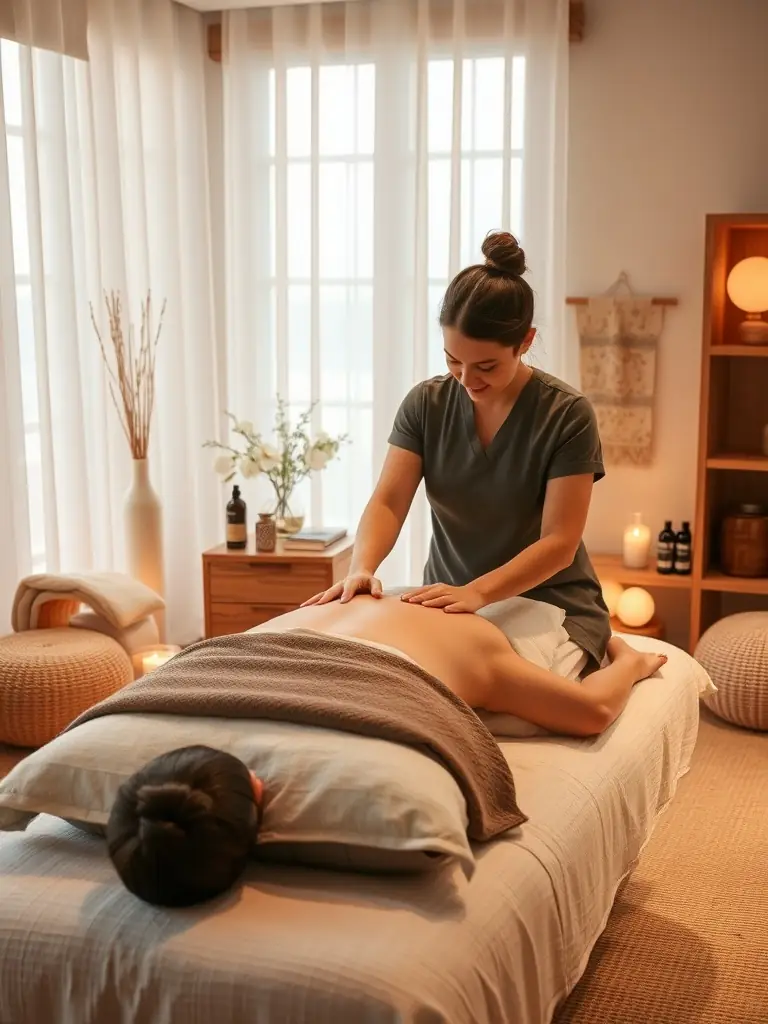 A professional and courteous massage therapist interacting with a client, highlighting the professionalism and expertise of Outcall Massage Dubai's team.